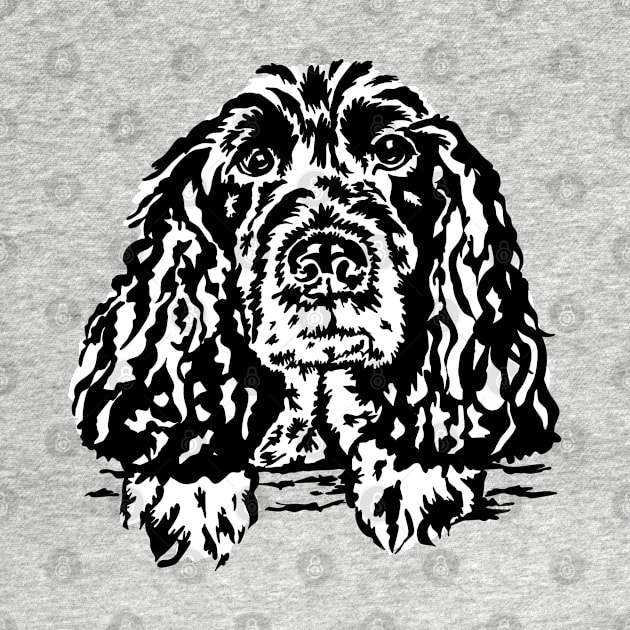 Jessie the Spaniel Dog Linoprint on Purple Backgriund by NattyDesigns